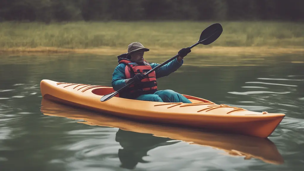 kayak in water with a man