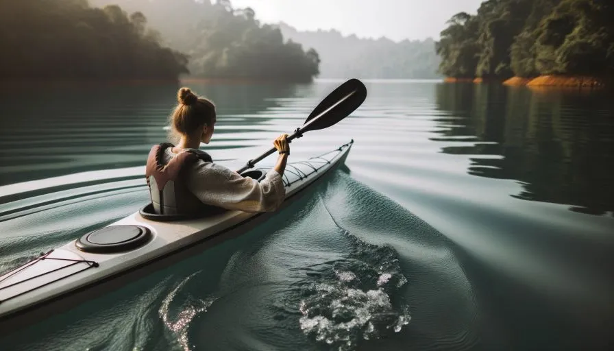 Girl Holding a Kayak Paddle