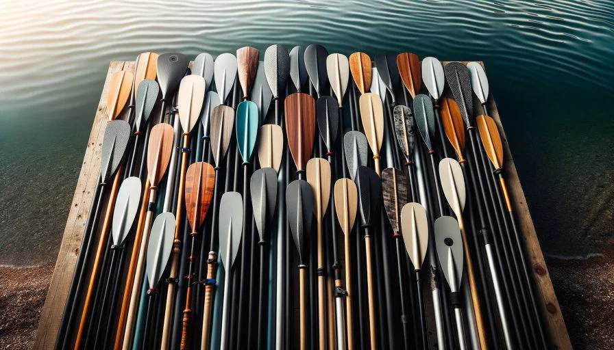 kayak paddles near the shore